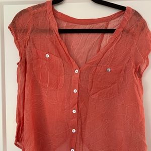 Orange Short Sleeve Button Down